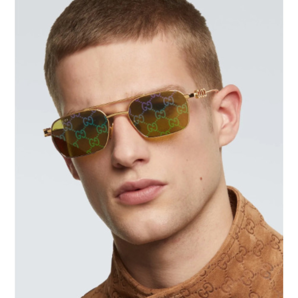 NWT Gucci GG1804S-002 Gold 54mm Sunglasses